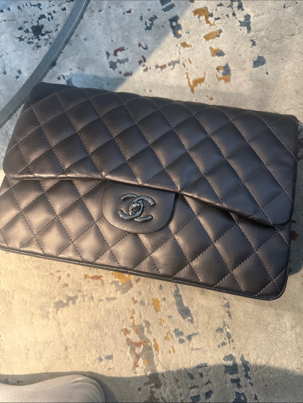 CHANEL Quilted Lambskin Flap Bag - Dark Gray - Picture 6 of 9